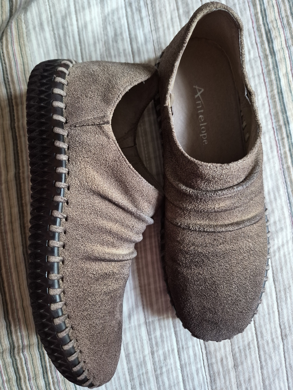 Antelope Taupe Suede Slip-On Loafers for Women